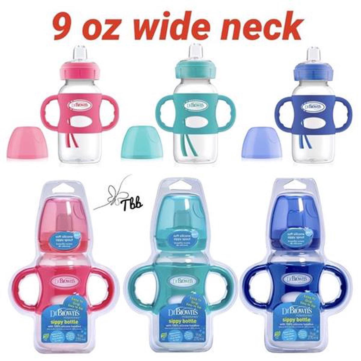 Dr. Browns Milestones 6M+ Sippy Straw Bottle with Silicone Handles, 9 oz