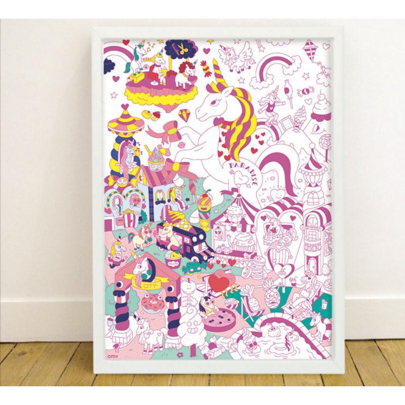 Poster gant  colorier Lily la Licorne